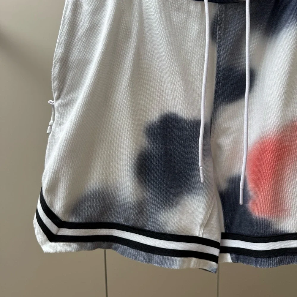 Zanerobe Gray and White Tie-Dye Shorts